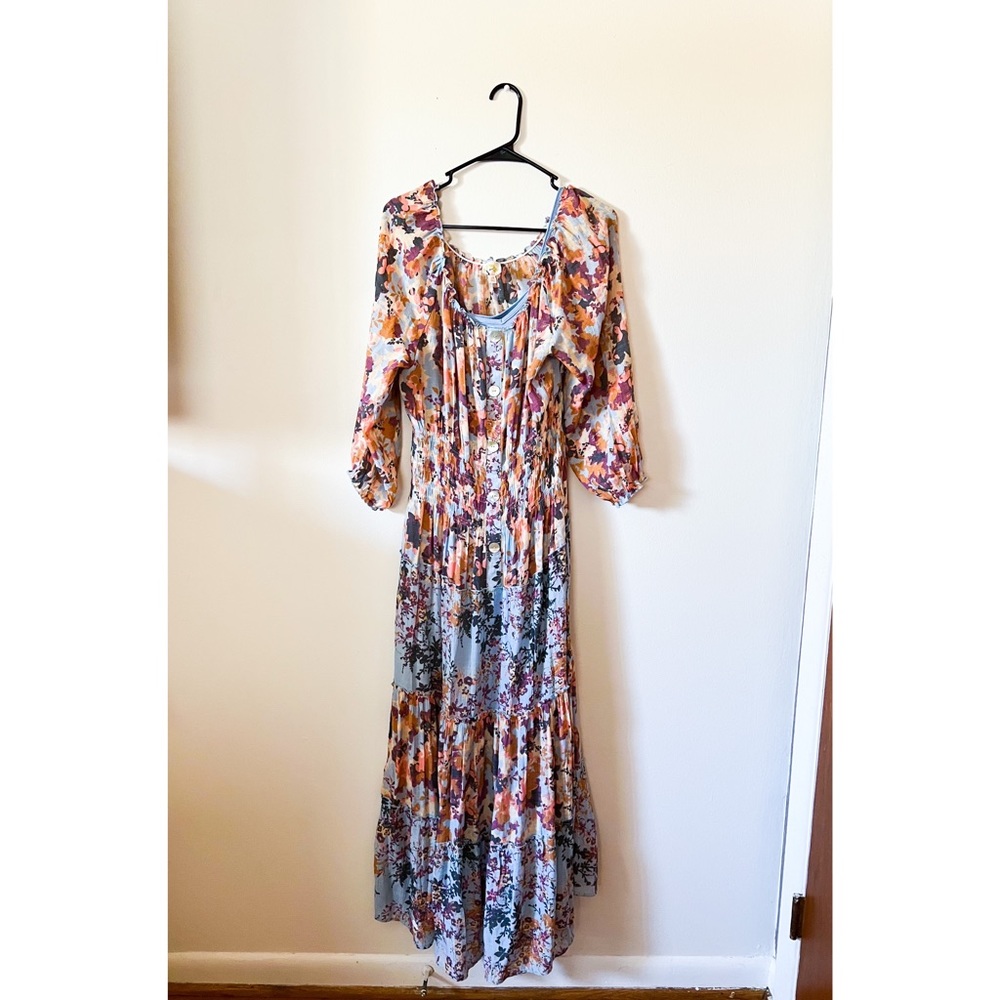 Anthropologie Fig and Flower floral maxi dress